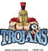 Vector Illustration of Spartan Trojan Pool Ball Billiards Mascot by AtStockIllustration