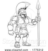 Vector Illustration of Spartan Warrior Roman Gladiator or Trojan by AtStockIllustration