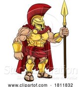 Vector Illustration of Spartan Warrior Roman Gladiator or Trojan by AtStockIllustration