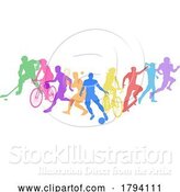 Vector Illustration of Sports Active Fitness Sport Silhouette People Set by AtStockIllustration
