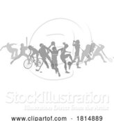 Vector Illustration of Sports Active Fitness Sport Silhouette People Set by AtStockIllustration