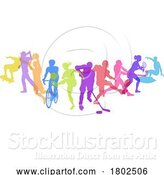 Vector Illustration of Sports Active Fitness Sport Silhouettes People by AtStockIllustration