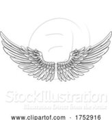 Vector Illustration of Spread Pair of Angel or Eagle Feather Wings by AtStockIllustration