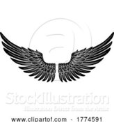 Vector Illustration of Spread Pair of Angel or Eagle Feather Wings by AtStockIllustration