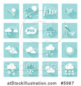 Vector Illustration of Square Blue and White Weather Icons by AtStockIllustration