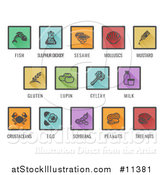 Vector Illustration of Square Colored Icons of Major Allergens by AtStockIllustration