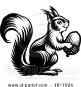 Vector Illustration of Squirrel Animal Woodcut Vintage Style Icon Mascot by AtStockIllustration