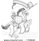 Vector Illustration of St George Medieval Joust Knight on Horse by AtStockIllustration