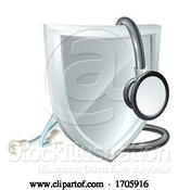 Vector Illustration of Stethoscope Shield Medical Healthcare Concept by AtStockIllustration