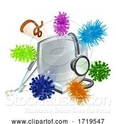 Vector Illustration of Stethoscope Shield Medical Virus Bacteria Cells by AtStockIllustration