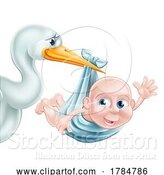 Vector Illustration of Stork Bird Holding Baby by AtStockIllustration