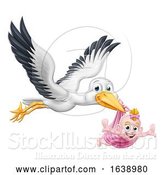 Vector Illustration of Stork Pregnancy Myth Bird with Baby by AtStockIllustration