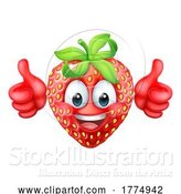 Vector Illustration of Strawberry Emoticon Emoji Mascot Icon by AtStockIllustration