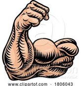 Vector Illustration of Strong Muscular Arm Bicep Muscle Icon by AtStockIllustration