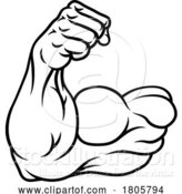 Vector Illustration of Strong Muscular Arm Bicep Muscle Icon by AtStockIllustration