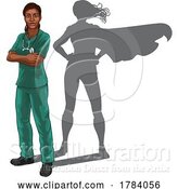 Vector Illustration of Super Hero Black Lady Doctor Nurse Superhero by AtStockIllustration