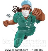 Vector Illustration of Super Hero Black Lady Doctor Nurse Superhero by AtStockIllustration