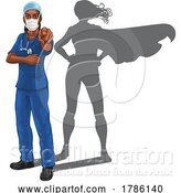 Vector Illustration of Super Hero Black Lady Doctor or Nurse Pointing by AtStockIllustration