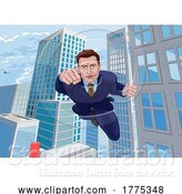 Vector Illustration of Super Hero Businessman Superhero Flying by AtStockIllustration