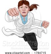 Vector Illustration of Super Hero Lady Female Scientist Flying Superhero by AtStockIllustration