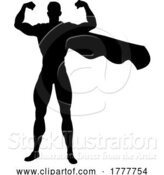 Vector Illustration of Super Hero Silhouette Superhero Comic Book Guy by AtStockIllustration