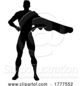 Vector Illustration of Super Hero Silhouette Superhero Comic Book Guy by AtStockIllustration