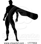 Vector Illustration of Super Hero Silhouette Superhero Comic Book Guy by AtStockIllustration