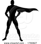 Vector Illustration of Super Hero Silhouette Superhero Comic Book Guy by AtStockIllustration