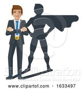 Vector Illustration of Superhero Business Man Shadow Mascot by AtStockIllustration