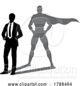 Vector Illustration of Superhero Businessman with Super Hero Shadow by AtStockIllustration