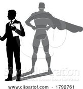 Vector Illustration of Superhero Businessman with Super Hero Shadow by AtStockIllustration