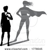 Vector Illustration of Superhero Businesswoman with Super Hero Shadow by AtStockIllustration