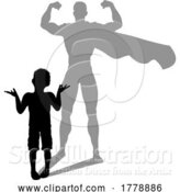 Vector Illustration of Superhero Child Kid with Super Hero Shadow by AtStockIllustration