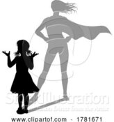 Vector Illustration of Superhero Child Kid with Super Hero Shadow by AtStockIllustration