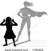 Vector Illustration of Superhero Child Kid with Super Hero Shadow by AtStockIllustration