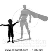 Vector Illustration of Superhero Child Kid with Super Hero Shadow by AtStockIllustration