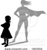 Vector Illustration of Superhero Child Kid with Super Hero Shadow by AtStockIllustration