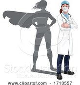 Vector Illustration of Superhero Doctor Lady with Super Hero Shadow by AtStockIllustration