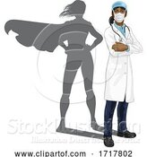 Vector Illustration of Superhero Doctor Lady with Super Hero Shadow by AtStockIllustration