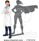 Vector Illustration of Superhero Doctor Lady with Super Hero Shadow by AtStockIllustration