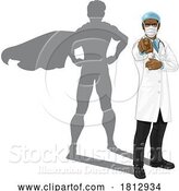 Vector Illustration of Superhero Doctor Pointing with Super Hero Shadow by AtStockIllustration