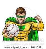 Vector Illustration of Superhero Holding Baseball Ball Sports Mascot by AtStockIllustration