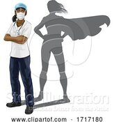 Vector Illustration of Superhero Nurse Doctor Lady Super Hero Shadow by AtStockIllustration
