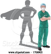 Vector Illustration of Superhero Nurse Doctor Shadow Super Hero by AtStockIllustration