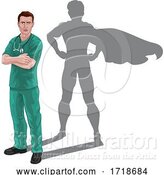 Vector Illustration of Superhero Nurse Doctor Shadow Super Hero by AtStockIllustration