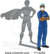 Vector Illustration of Superhero Nurse Doctor with Super Hero Shadow by AtStockIllustration