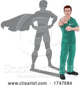 Vector Illustration of Superhero Nurse Doctor with Super Hero Shadow by AtStockIllustration