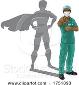 Vector Illustration of Superhero Nurse Doctor with Super Hero Shadow by AtStockIllustration