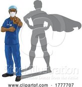 Vector Illustration of Superhero Nurse Doctor with Super Hero Shadow by AtStockIllustration
