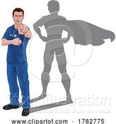 Vector Illustration of Superhero Nurse Doctor with Super Hero Shadow by AtStockIllustration